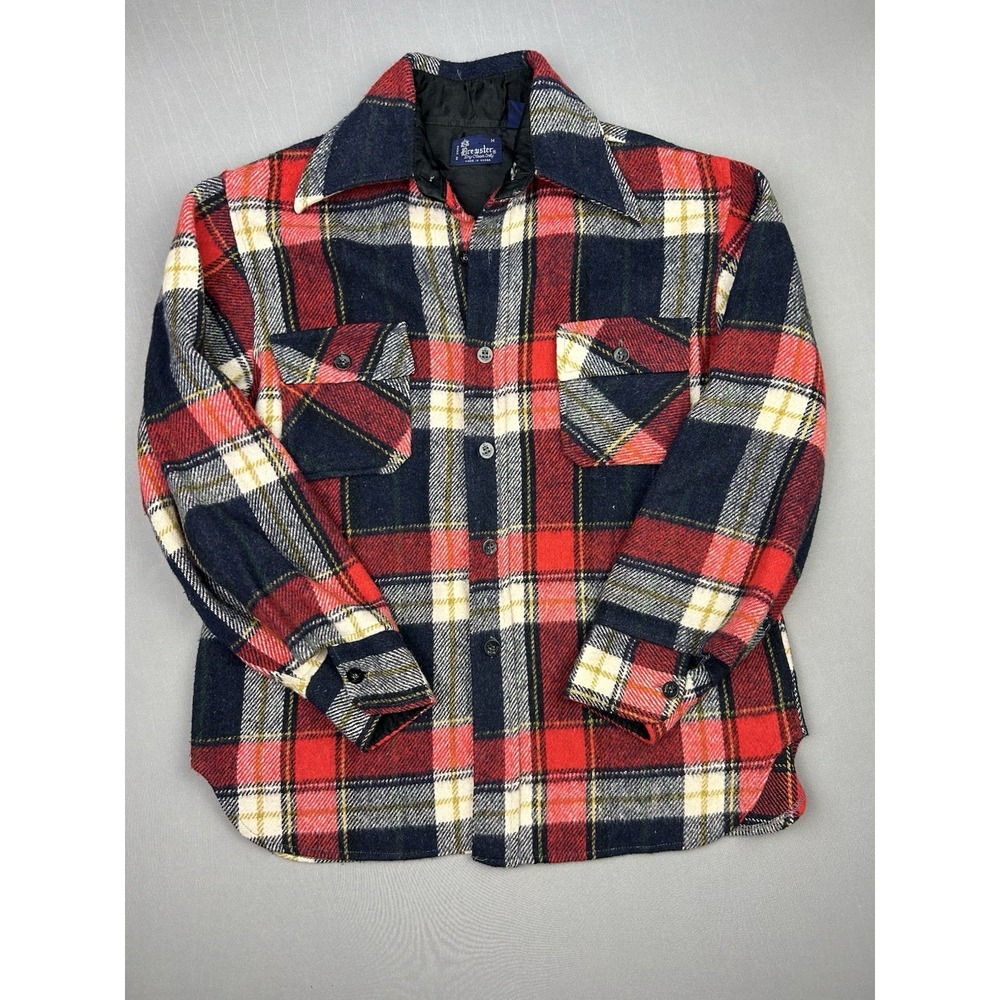 Brewster Vintage Men's M Wool Blend Thick Plaid Button‎ Up Outdoors Shirt Jacket